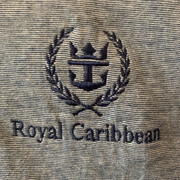 MiamiT’s Royal Caribbean Large Navy Blue Striped Polo - Picture 2 of 3